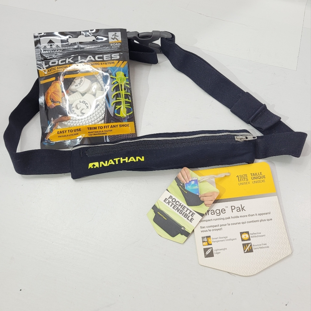 NATHAN LOCK LACES ELASTIC SHOELACE FASTENING SYSTEM & MIRAGE PAK BUNDLE NEW